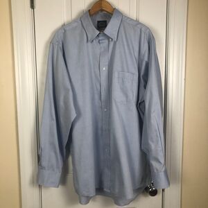 Eagle Shirtmakers Mens Dress Shirt 17 1/2 (34/35) XL Blue Wrinkle Free Cotton